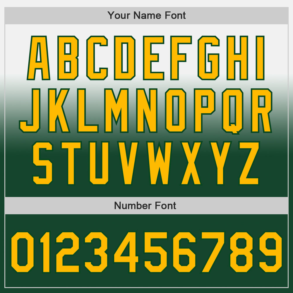 Custom White Gold-Green Authentic Fade Fashion Baseball Jersey - Sky-Custom