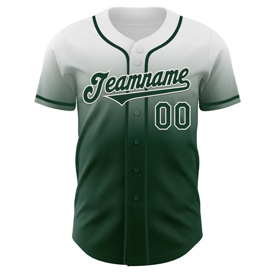 Custom White Green Authentic Fade Fashion Baseball Jersey - Sky-Custom