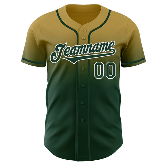 Custom Old Gold Green-White Authentic Fade Fashion Baseball Jersey - Sky-Custom