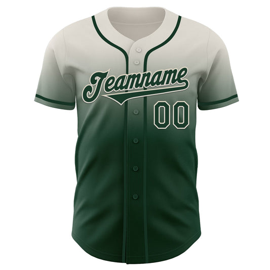 Custom Cream Green Authentic Fade Fashion Baseball Jersey - Sky-Custom