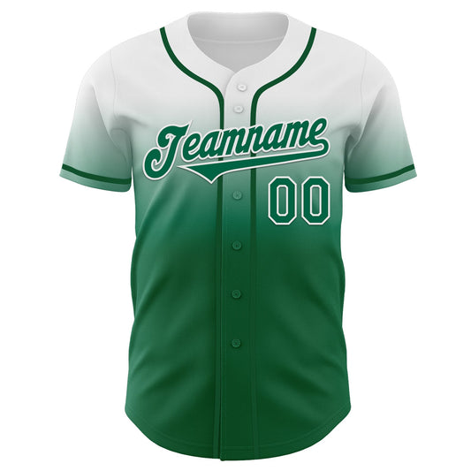 Custom White Kelly Green Authentic Fade Fashion Baseball Jersey - Sky-Custom