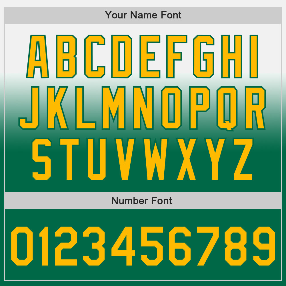 Custom White Gold-Kelly Green Authentic Fade Fashion Baseball Jersey - Sky-Custom