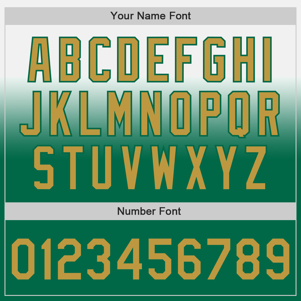 Custom White Old Gold-Kelly Green Authentic Fade Fashion Baseball Jersey - Sky-Custom