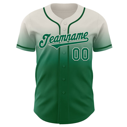Custom Cream Kelly Green Authentic Fade Fashion Baseball Jersey - Sky-Custom