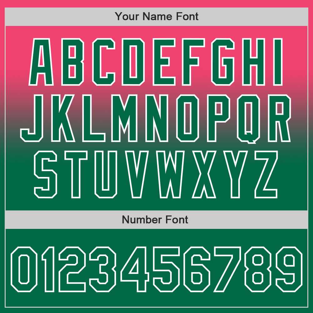 Custom Neon Pink Kelly Green-White Authentic Fade Fashion Baseball Jersey - Sky-Custom