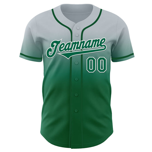 Custom Silver Kelly Green-White Authentic Fade Fashion Baseball Jersey - Sky-Custom