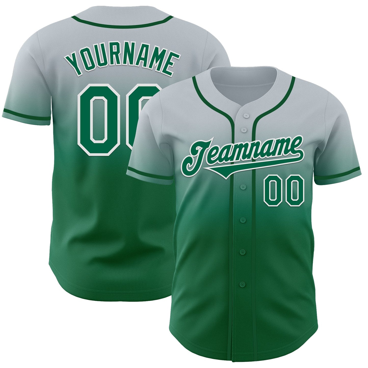 Custom Silver Kelly Green-White Authentic Fade Fashion Baseball Jersey - Sky-Custom