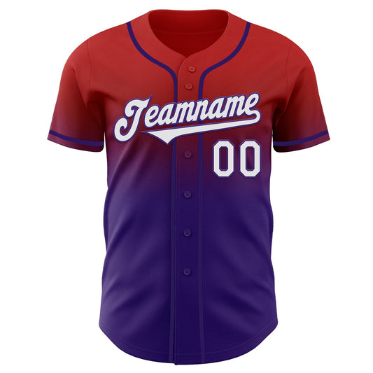 Custom Red White-Purple Authentic Fade Fashion Baseball Jersey - Sky-Custom