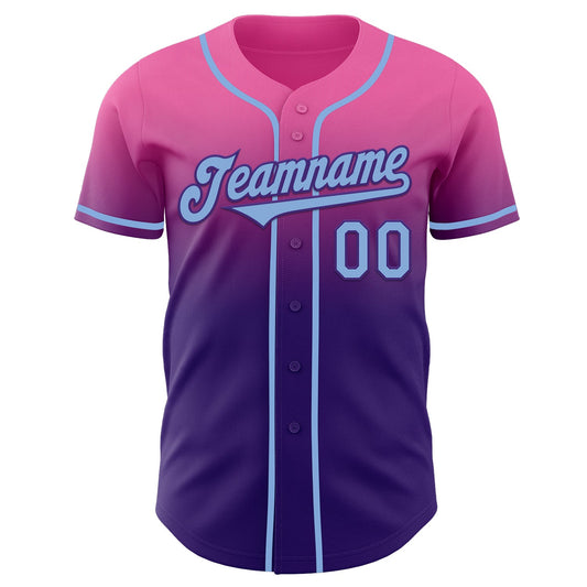 Custom Pink Light Blue-Purple Authentic Fade Fashion Baseball Jersey - Sky-Custom