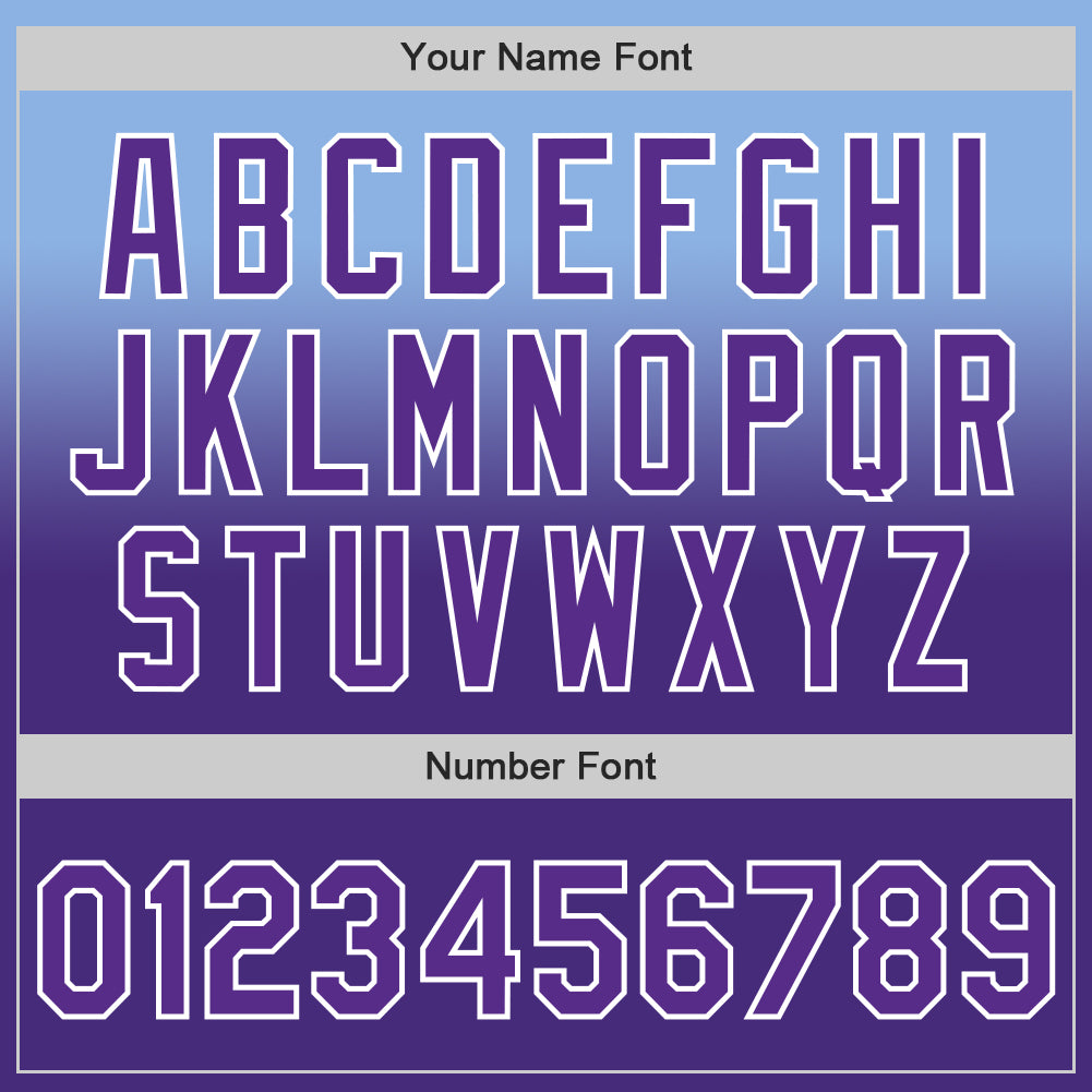 Custom Light Blue Purple-White Authentic Fade Fashion Baseball Jersey - Sky-Custom