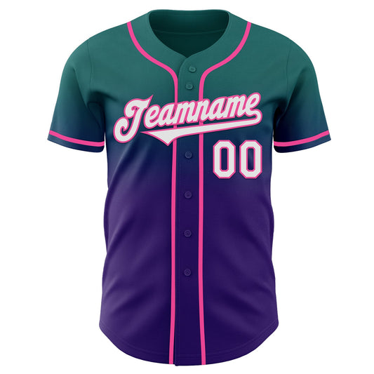 Custom Teal White Purple-Pink Authentic Fade Fashion Baseball Jersey - Sky-Custom
