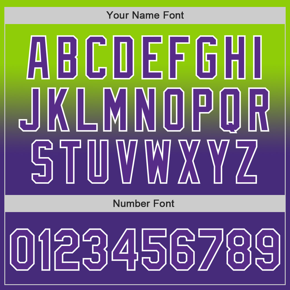 Custom Neon Green Purple-White Authentic Fade Fashion Baseball Jersey - Sky-Custom