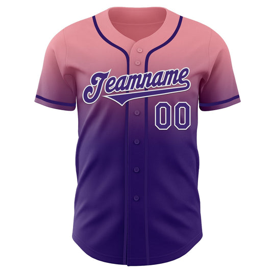 Custom Medium Pink Purple-White Authentic Fade Fashion Baseball Jersey - Sky-Custom