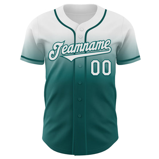Custom White Teal Authentic Fade Fashion Baseball Jersey - Sky-Custom