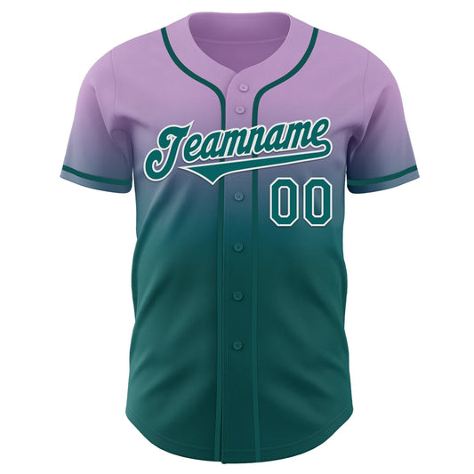 Custom Light Purple Teal-White Authentic Fade Fashion Baseball Jersey - Sky-Custom