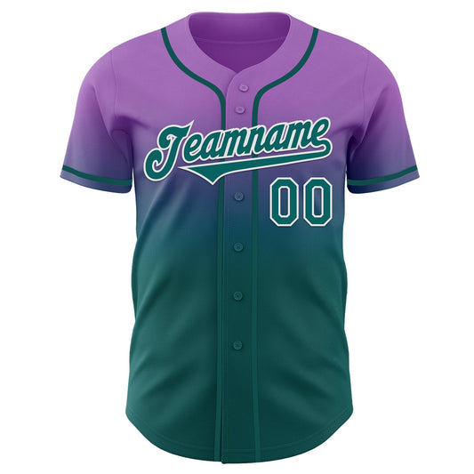 Custom Medium Purple Teal-White Authentic Fade Fashion Baseball Jersey - Sky-Custom
