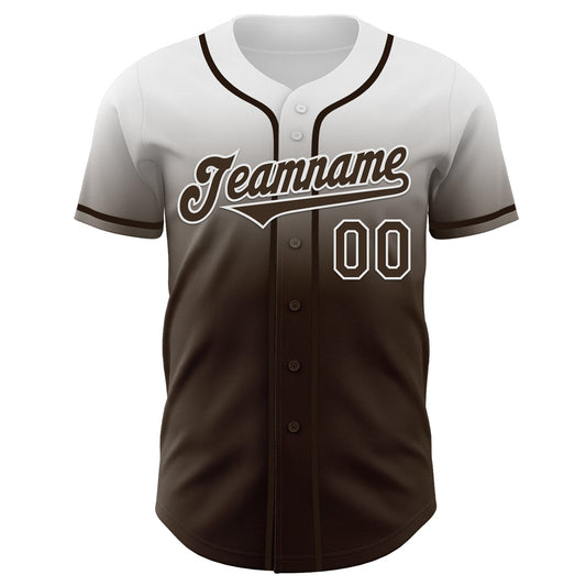 Custom White Brown Authentic Fade Fashion Baseball Jersey - Sky-Custom