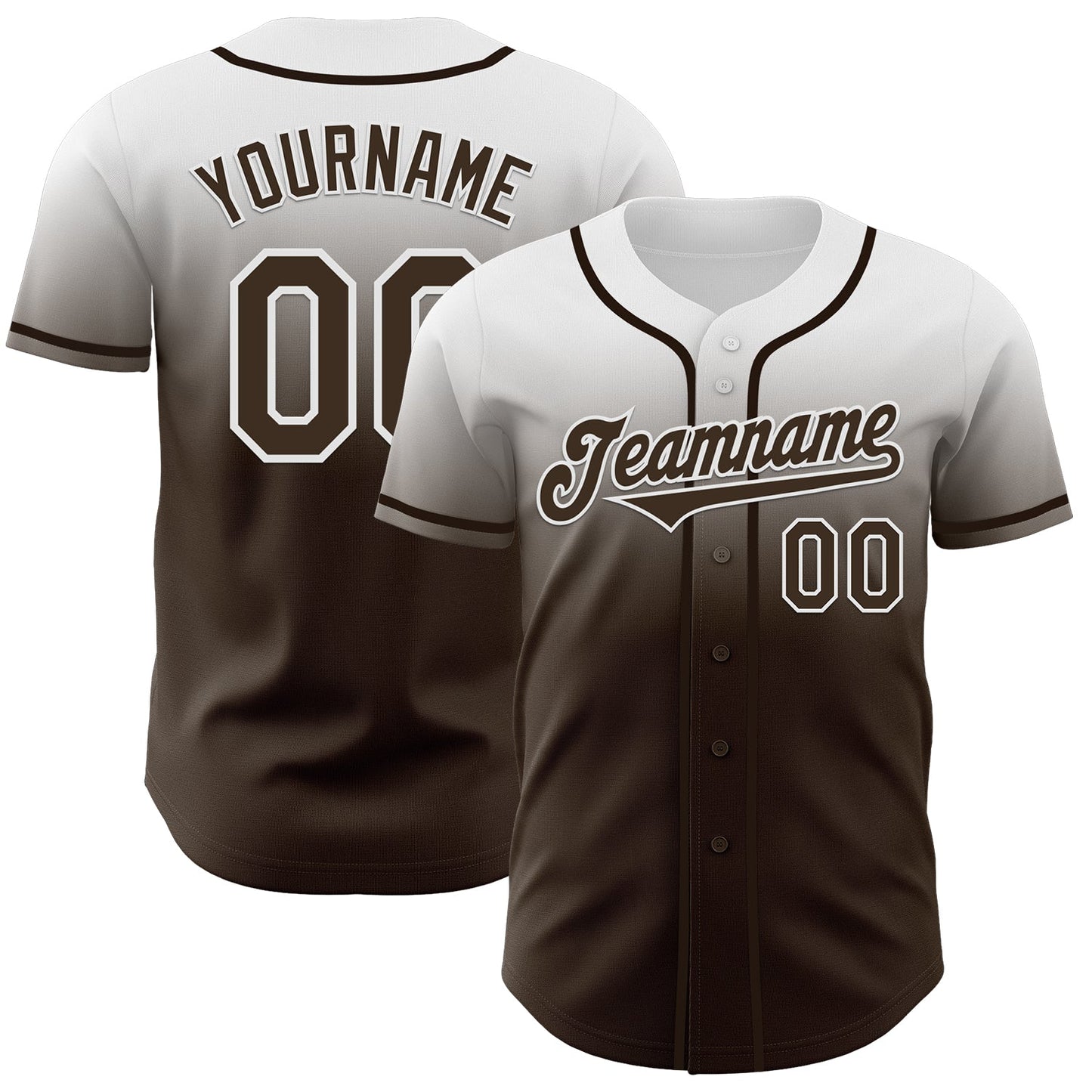 Custom White Brown Authentic Fade Fashion Baseball Jersey - Sky-Custom