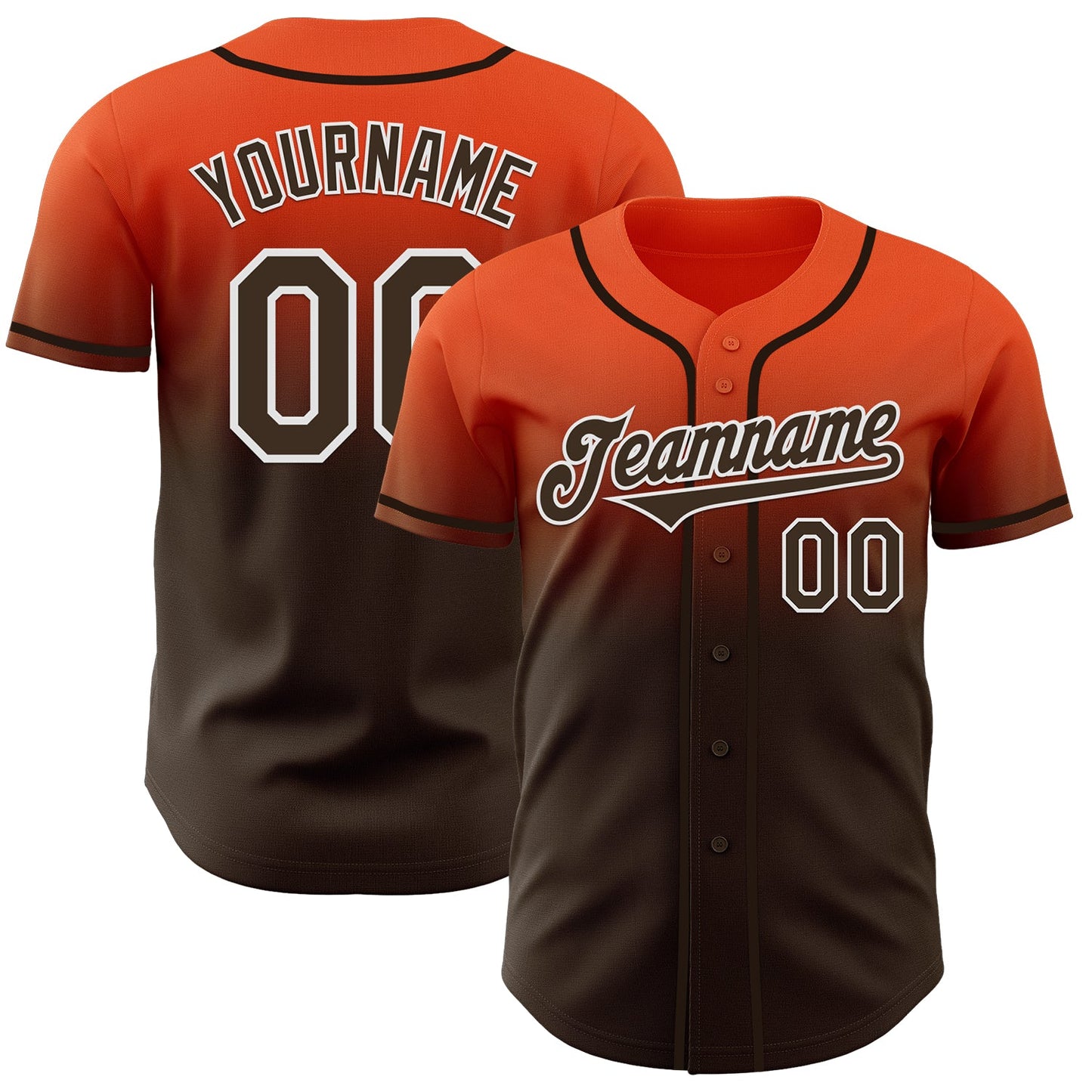 Custom Orange Brown-White Authentic Fade Fashion Baseball Jersey - Sky-Custom