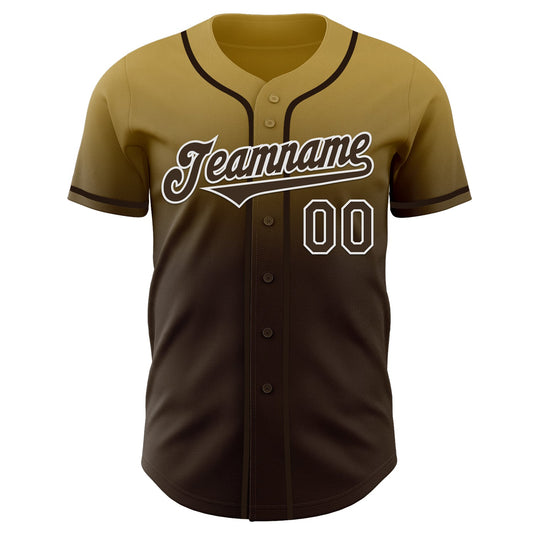 Custom Old Gold Brown-White Authentic Fade Fashion Baseball Jersey - Sky-Custom