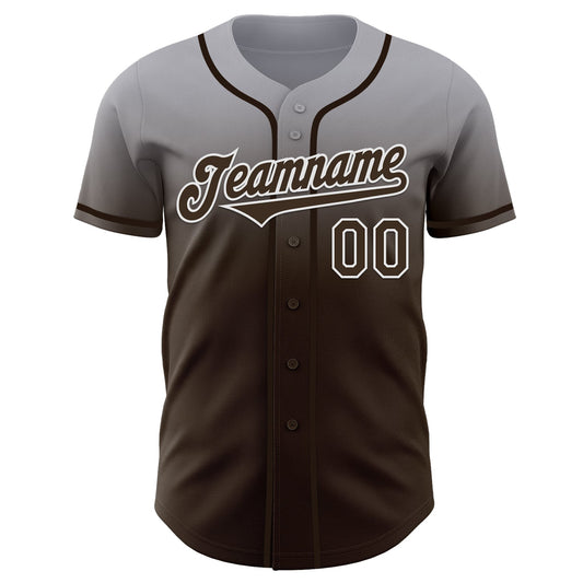 Custom Gray Brown-White Authentic Fade Fashion Baseball Jersey - Sky-Custom