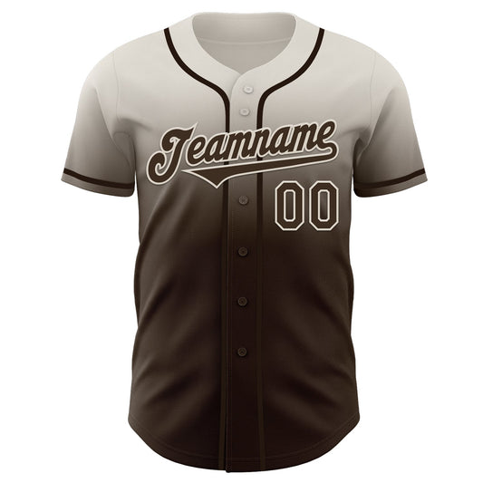 Custom Cream Brown Authentic Fade Fashion Baseball Jersey - Sky-Custom
