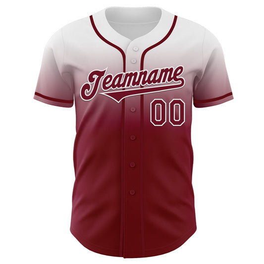 Custom White Crimson Authentic Fade Fashion Baseball Jersey - Sky-Custom