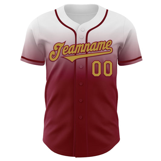 Custom White Old Gold-Crimson Authentic Fade Fashion Baseball Jersey - Sky-Custom