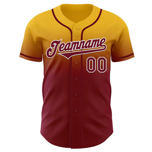 Custom Gold Crimson-White Authentic Fade Fashion Baseball Jersey - Sky-Custom