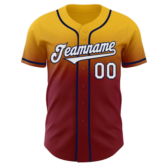 Custom Gold White Crimson-Navy Authentic Fade Fashion Baseball Jersey - Sky-Custom