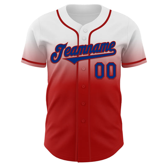 Custom White Royal-Red Authentic Fade Fashion Baseball Jersey - Sky-Custom