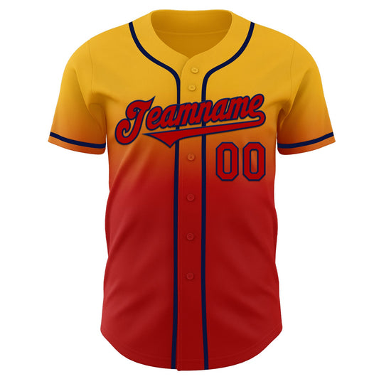 Custom Gold Red-Navy Authentic Fade Fashion Baseball Jersey - Sky-Custom