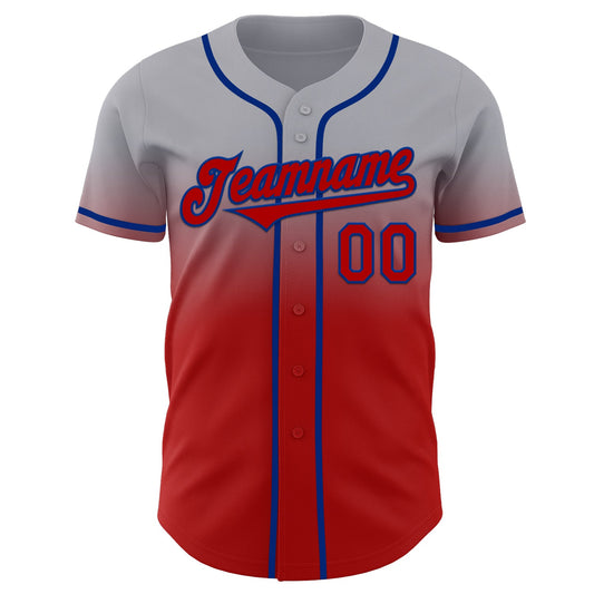 Custom Gray Red-Royal Authentic Fade Fashion Baseball Jersey - Sky-Custom