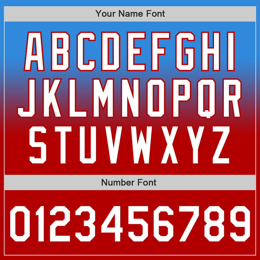 Custom Electric Blue White-Red Authentic Fade Fashion Baseball Jersey - Sky-Custom