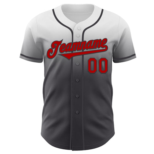 Custom White Red-Steel Gray Authentic Fade Fashion Baseball Jersey - Sky-Custom