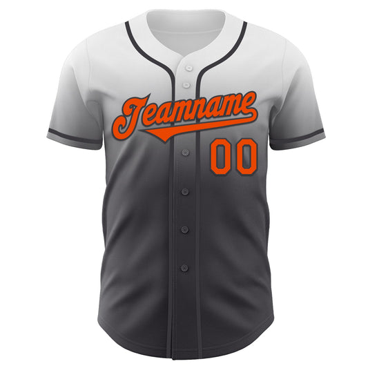 Custom White Orange-Steel Gray Authentic Fade Fashion Baseball Jersey - Sky-Custom