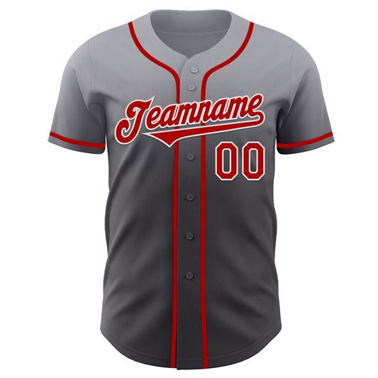 Custom Gray Red Steel Gray-White Authentic Fade Fashion Baseball Jersey - Sky-Custom