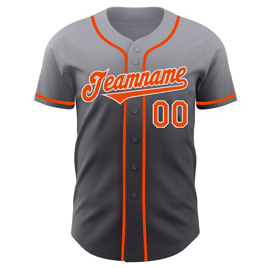 Custom Gray Orange Steel Gray-White Authentic Fade Fashion Baseball Jersey - Sky-Custom