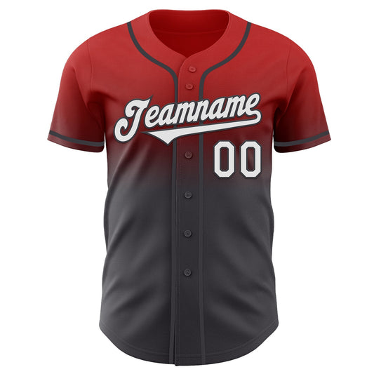 Custom Red White-Steel Gray Authentic Fade Fashion Baseball Jersey - Sky-Custom