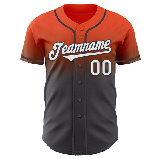 Custom Orange White-Steel Gray Authentic Fade Fashion Baseball Jersey - Sky-Custom