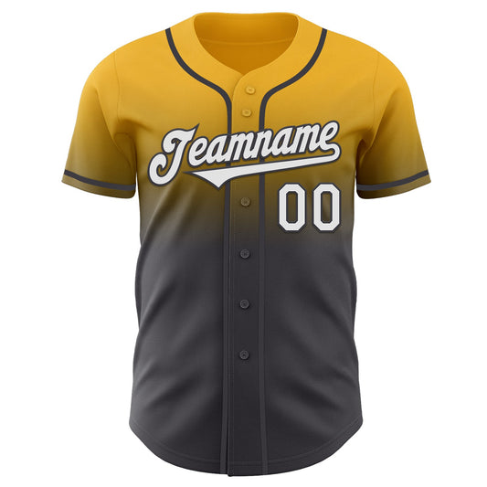 Custom Gold White-Steel Gray Authentic Fade Fashion Baseball Jersey - Sky-Custom