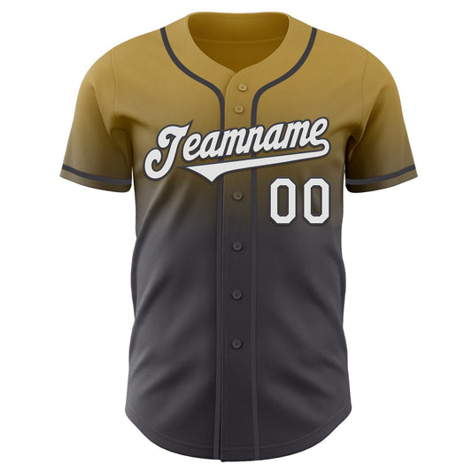 Custom Old Gold White-Steel Gray Authentic Fade Fashion Baseball Jersey - Sky-Custom