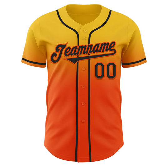 Custom Yellow Black-Orange Authentic Fade Fashion Baseball Jersey - Sky-Custom