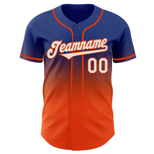 Custom Royal White-Orange Authentic Fade Fashion Baseball Jersey - Sky-Custom