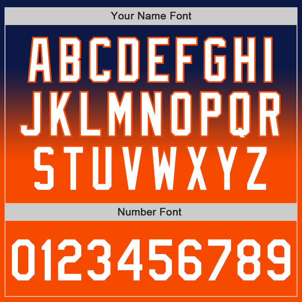 Custom Navy White-Orange Authentic Fade Fashion Baseball Jersey - Sky-Custom