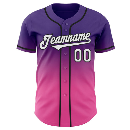 Custom Purple White Pink-Black Authentic Fade Fashion Baseball Jersey - Sky-Custom