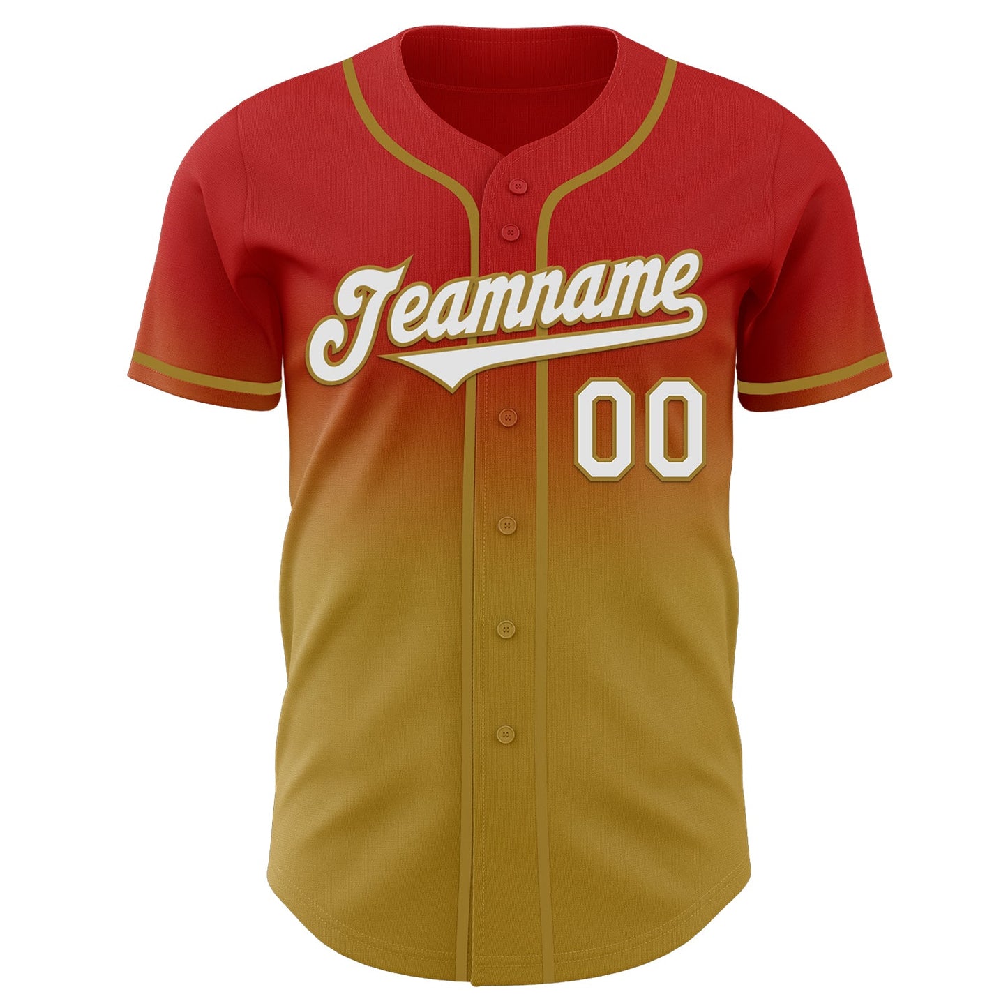 Custom Red White-Old Gold Authentic Fade Fashion Baseball Jersey - Sky-Custom