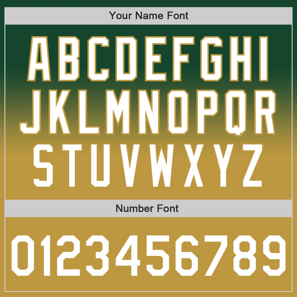 Custom Green White-Old Gold Authentic Fade Fashion Baseball Jersey - Sky-Custom