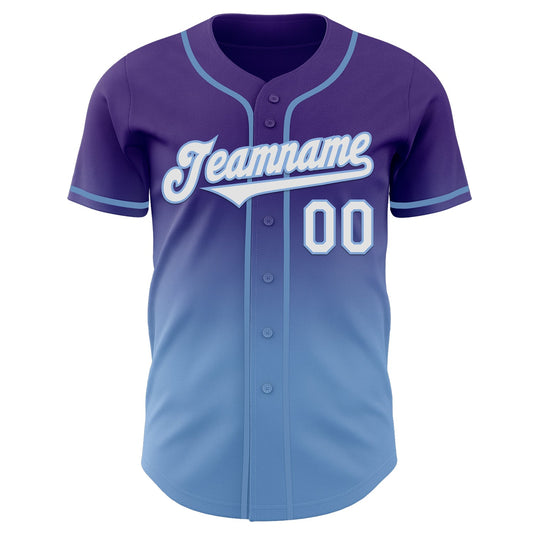 Custom Purple White-Light Blue Authentic Fade Fashion Baseball Jersey - Sky-Custom