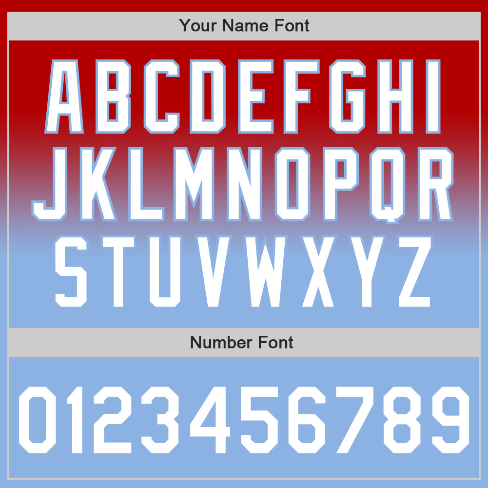 Custom Red White-Light Blue Authentic Fade Fashion Baseball Jersey - Sky-Custom